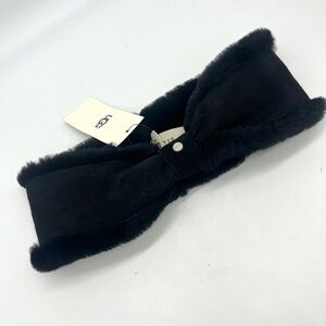 UGG Australia Black Shearling Women’s Bow Headband One Size NWoT